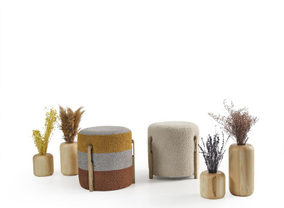 Gruppe Hocker Polyester Wohnzimmer Sitz Stoff Luxus Sitzer 2tlg. Neu